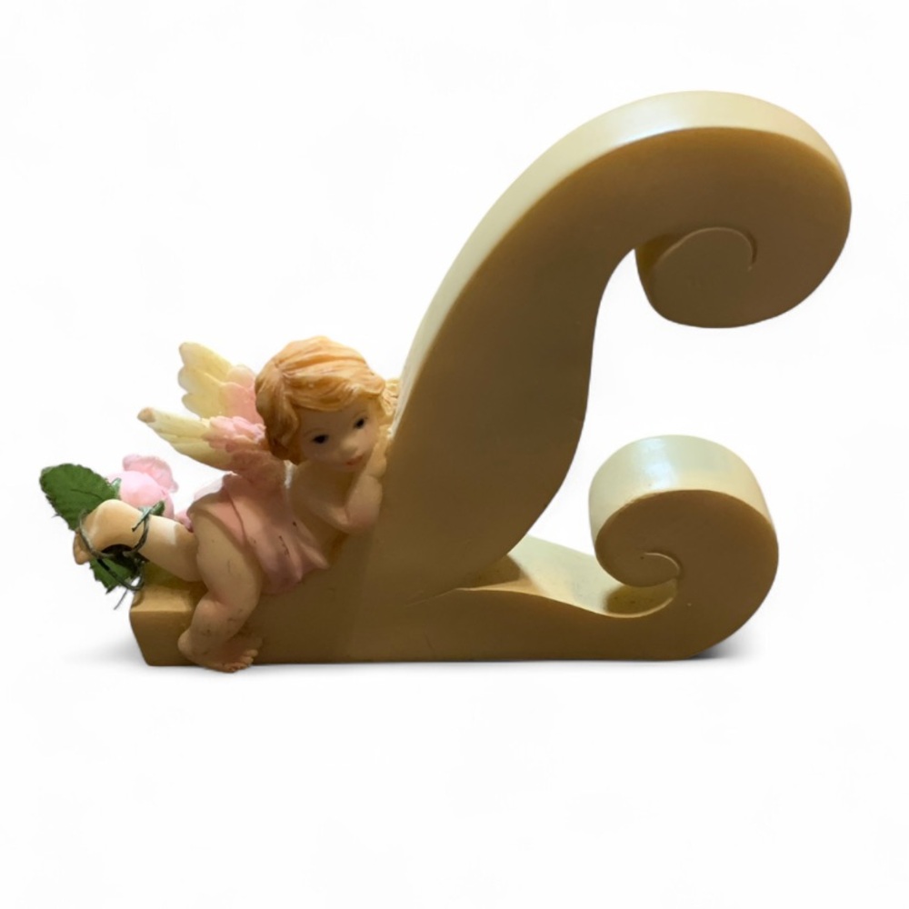 Cherub Figurine with Pink and Cream Accents